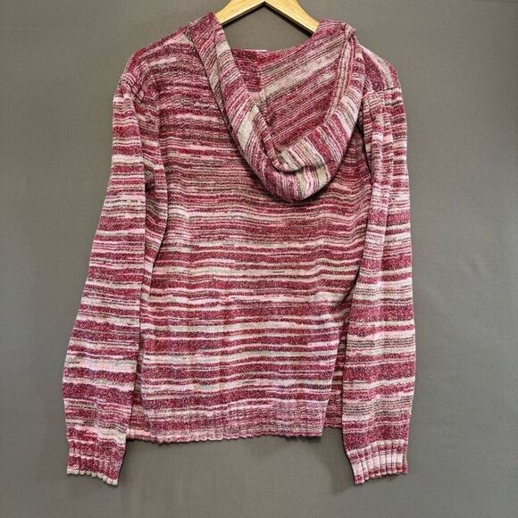 Columbia Striped Knit Hoodie Women’s Size XL Acrylic Blend V-Neck - Picture 3 of 8